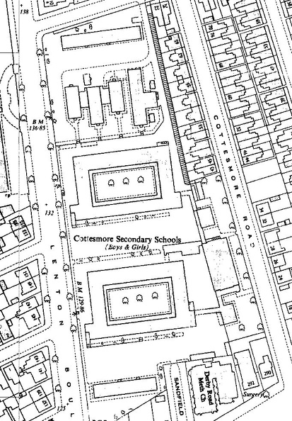 Cottesmore Secondary Schools, Lenton OS map 1967-71.jpg