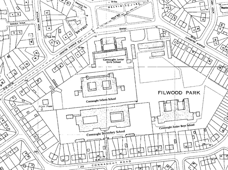 Connaught Road Schools, Bristol OS map c1965.jpg